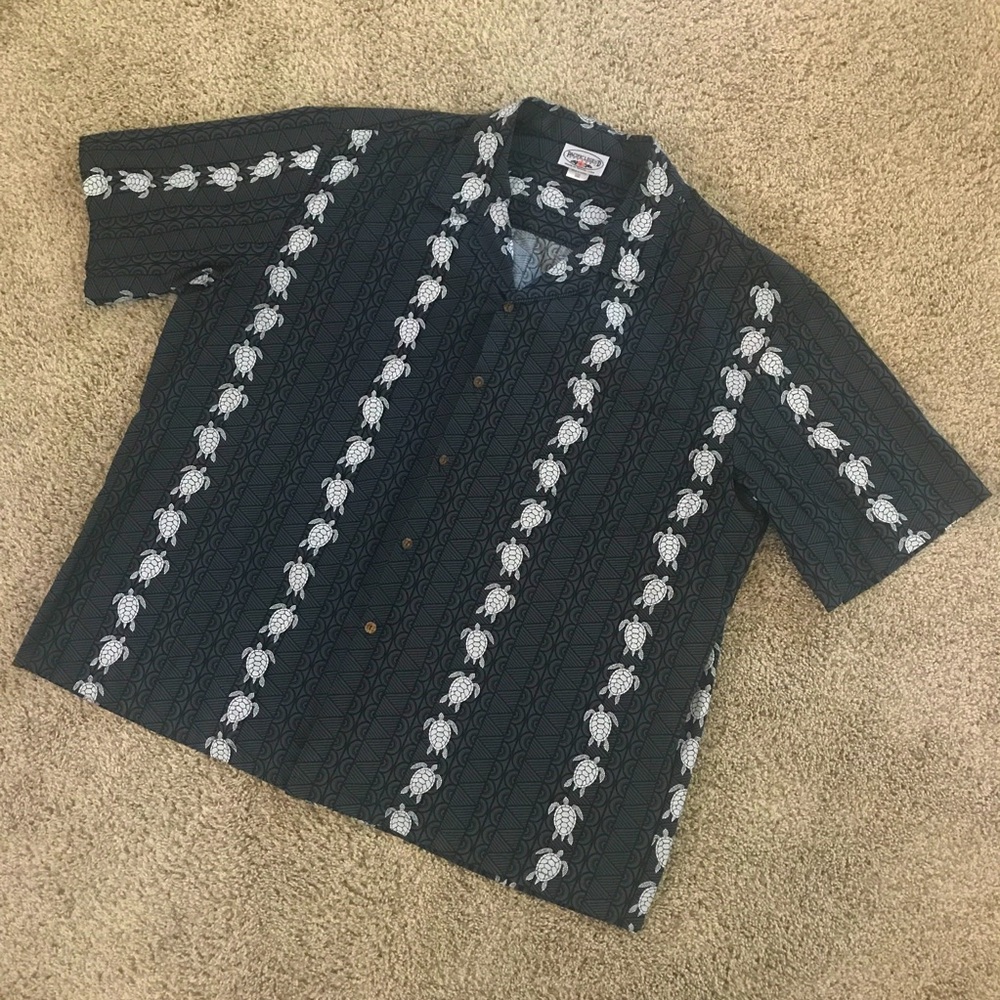 Like New Pacific Legend Short-Sleeve Button-Down Shirt w/Sea Turtles, Size 3XL